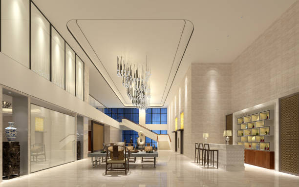 istock 3d render of luxury hotel lobby and reception 1183970424