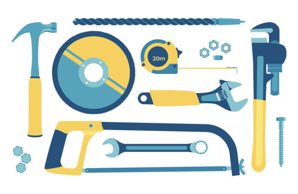 Set of tools for construction and repair in flat style. Vector illustration. vector art illustration