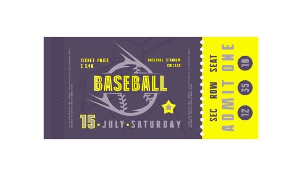 ilustrações de stock, clip art, desenhos animados e ícones de template of baseball ticket - baseballs baseball sport american culture