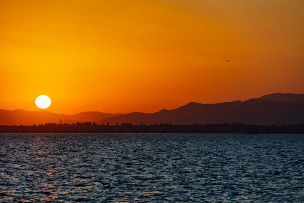 sunset panorama landscape of Lake Sevan landmark of Gegharkunik Armenia eastern Europe