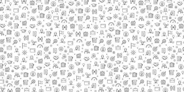 Set of Human Resources Icons Vector Pattern Design Set of Human Resources Icons Vector Pattern Design recruitment patterns stock illustrations