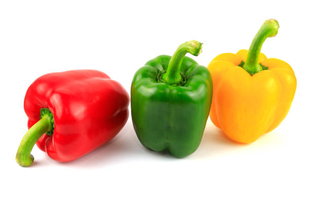 istock Fresh Green, yellow, red bell pepper. Sweet pepper. Giant pepper. Isolate on white background. Save with clipping path. 1183981020