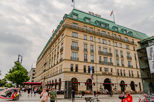 Berlin, Germany - March 18, 2019: Hotel Adlon Kempinski. The Hotel Adlon Kempinski Berlin is a luxury hotel in Berlin, located on Unter den Linden, the main boulevard in the Mitte district