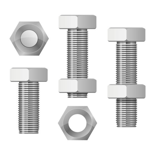 illustrations, cliparts, dessins animés et icônes de illustration de conception de vecteur de boulon de hex d'isolement sur le fond blanc - work tool bolt nut symbol