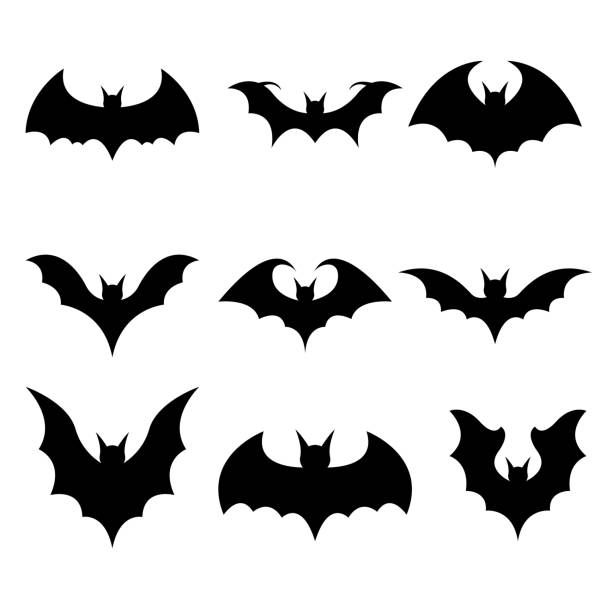 ilustracja projektu wektora nietoperza izolowana na białym tle - bat cartoon halloween wing stock illustrations