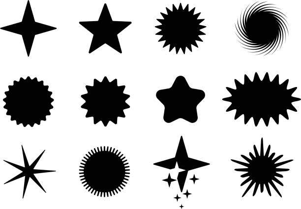 ilustraciones, imágenes clip art, dibujos animados e iconos de stock de conjunto de estrellas - forma de estrella ilustraciones