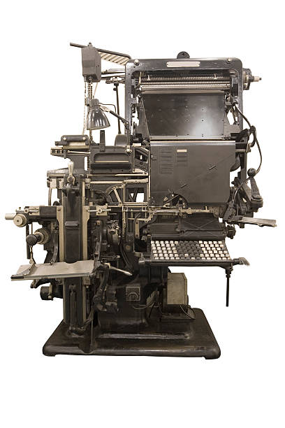 velha máquina de linotipo - typewriter keyboard typewriter retro revival old fashioned - fotografias e filmes do acervo