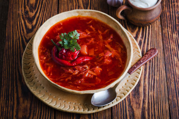 istock Beetroot red borsch, Ukrainian national cuisine 1183988128