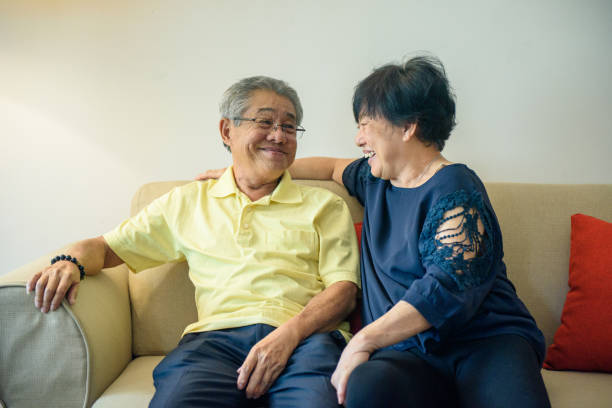 istock Happy senior couple talking to each other 1183991493