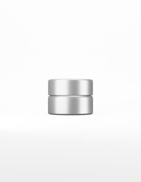 istock Small metal jar with lid mockup on a white background. Template packaging food, cosmetics, chemistry. 3D rendering 1183992413