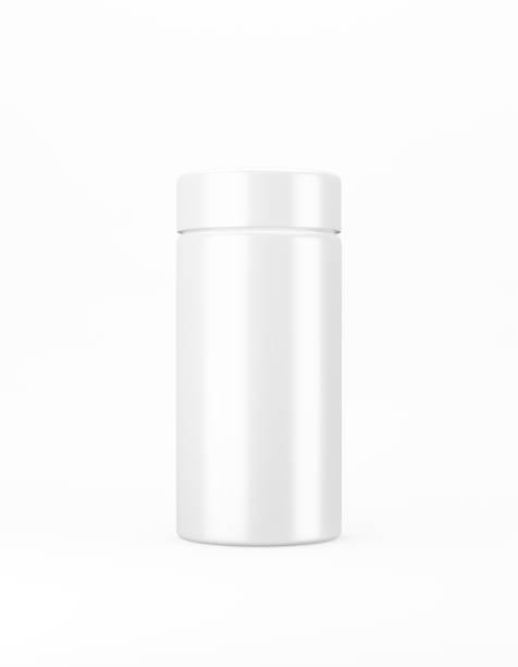 istock White big glossy jar with lid mockup on a white background. Template packaging food, cosmetics, chemistry. 3D rendering 1183992736