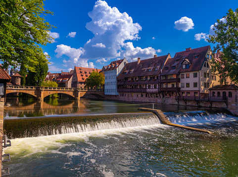 Nuremberg, Germany, Europe. Pegnitz river.