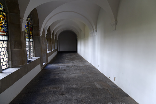 Entrance hall of abandoned mansion