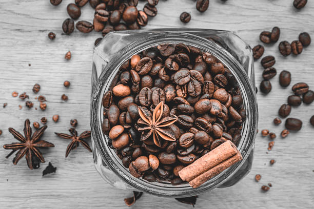Coffee can and cinnamon stick with star anise