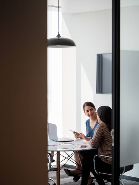 Cheerful latin businesswomen working in board room - fotografia de stock