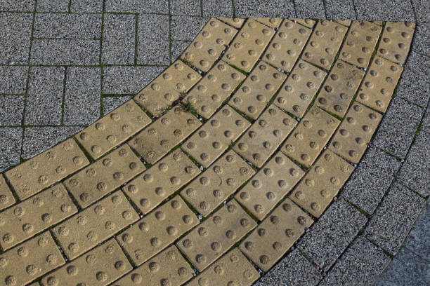 istock Block tactile paving for blind handicap. 1183996949