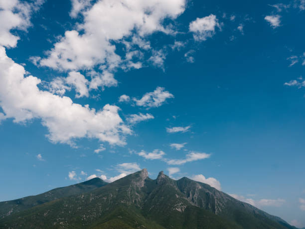 Cerro de la Silla mountain in Monterrey Mexico stock photo