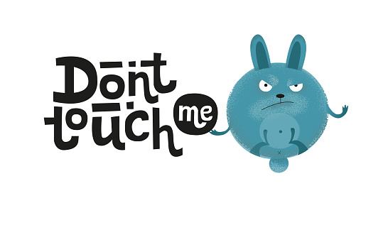 Dont Touch Me Funny Comical Black Humor Quote With Angry Round Bunnyunique  Flat Textured Illustration In Cartoon Style With Lettering For Social Media  Postergreeting Card Banner Textile Mug Stock Illustration - Download