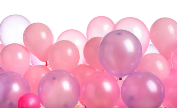 istock Pink and purple balloons isolated on  white. 1184005669