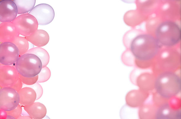 shallow focus party balloons floating up