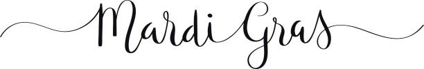 MARDI GRAS black brush calligraphy banner MARDI GRAS black vector brush calligraphy banner with swashes (FAT TUESDAY in french) black and white pancakes stock illustrations