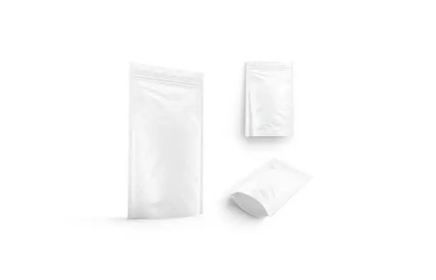 Photo of Blank white doypack mock up isolated, different view