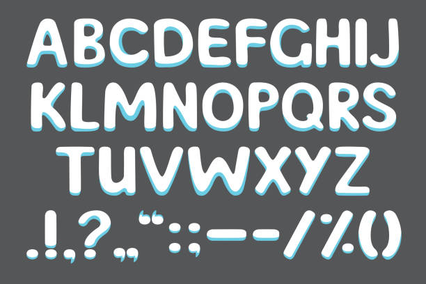 istock Font made of snow, winter letters. white alphabet on a dark background. Vector illustration. 1184009632