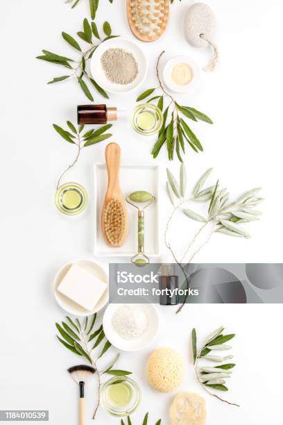 Spa Concept With Olive Oil Natural Cosmetic Ingredients Stock Photo - Download Image Now