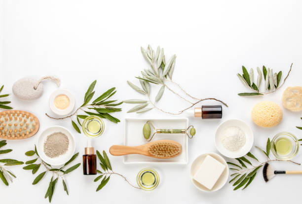 istock Spa concept with olive oil natural cosmetic ingredients 1184010551
