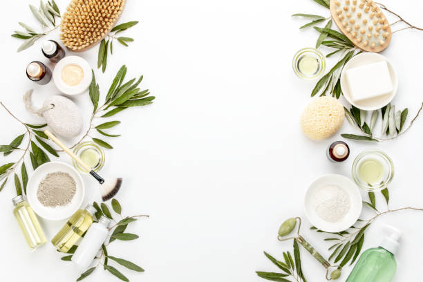 istock Spa concept with olive oil natural cosmetic ingredients 1184010562