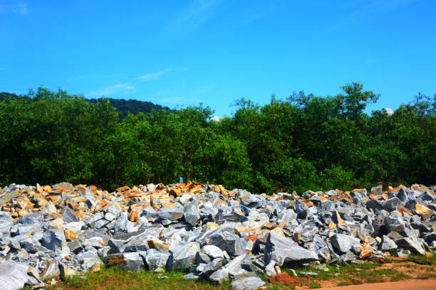 Piles of rock on the road side