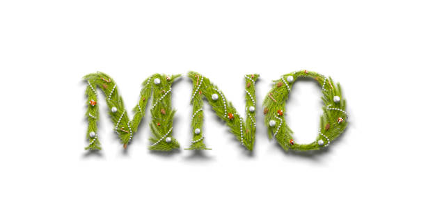istock Decorative M N O letters, christmas font mock up isolated 1184012542