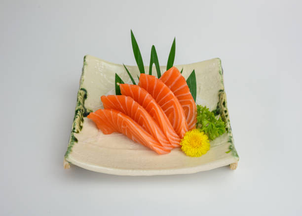 istock Sliced raw Salmon sashimi on plate 1184015380