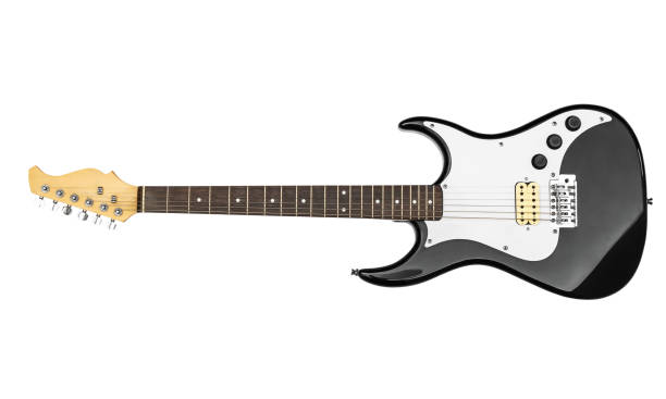 e-gitarre auf weißem hintergrund. - baßgitarre stock-fotos und bilder