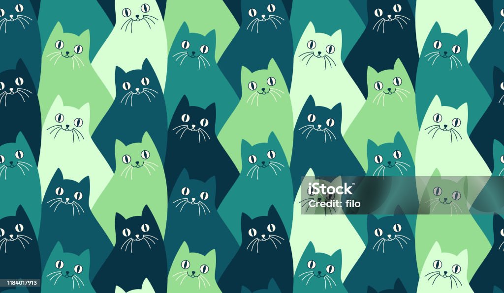 Modèle de chat sans couture Kitty - clipart vectoriel de Chat domestique libre de droits