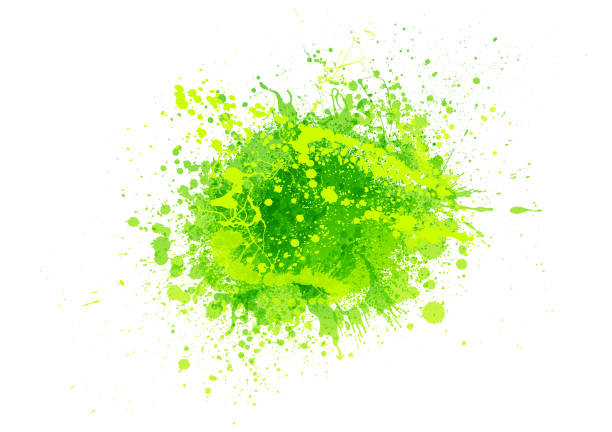 grüne farbe spritzer - paint spray backgrounds watercolor painting stock-grafiken, -clipart, -cartoons und -symbole