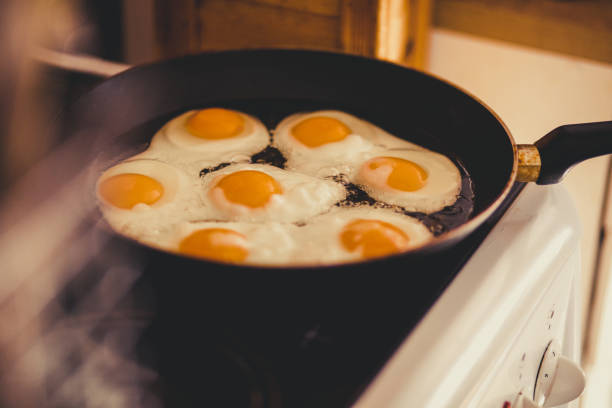 istock Frying Egg in a Cooking Pan in Domestic Kitchen 1184021287