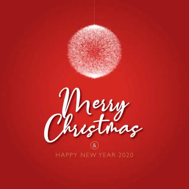 Vector illustration of Beautiful red christmas and happy new year card, 2020