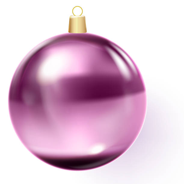 istock Red Christmas ball. Pink xmas glass ball. 1184022605