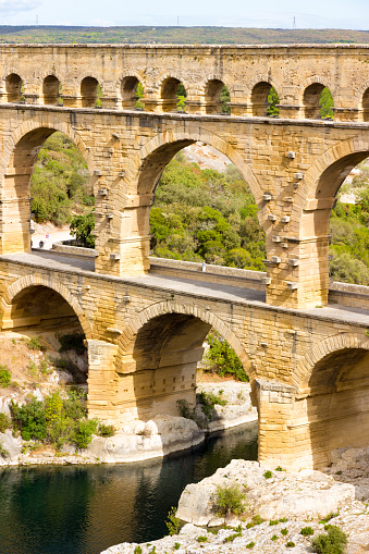 The Pont du Gard is an ancient Roman aqueduct in southern France
