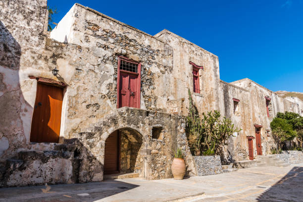 istock Bright doors of the old Greek monastery 1184028907