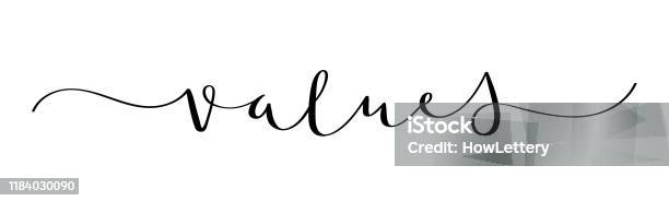 Values Corner Lettering Values Black Vector Brush Calligraphy Banner Stock Illustration ...