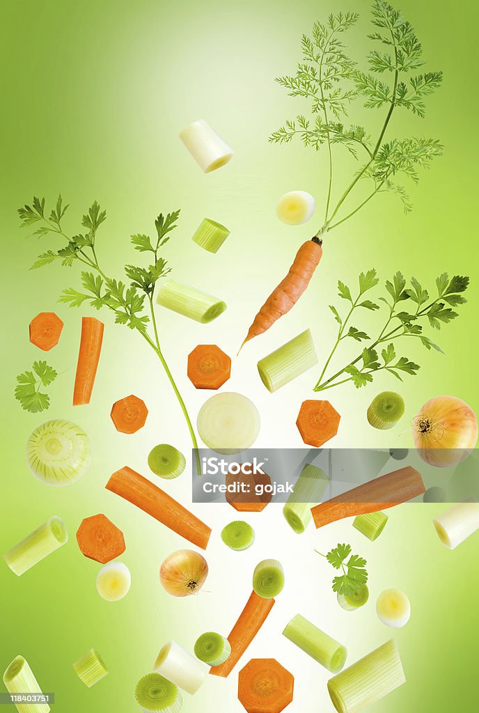 Wybór świeżych warzyw objętych - Zbiór zdjęć royalty-free (Barwne tło)