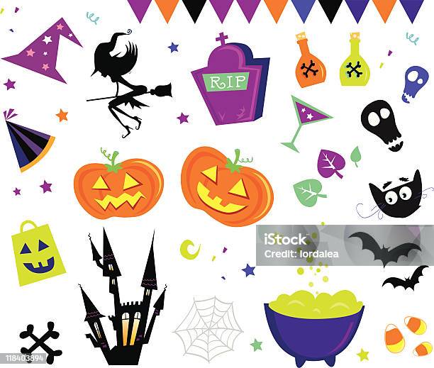 Ilustración de Conjunto De Vectores Iconos De Halloween Iii y más Vectores Libres de Derechos de Acontecimiento - Acontecimiento, Araña, Bruja