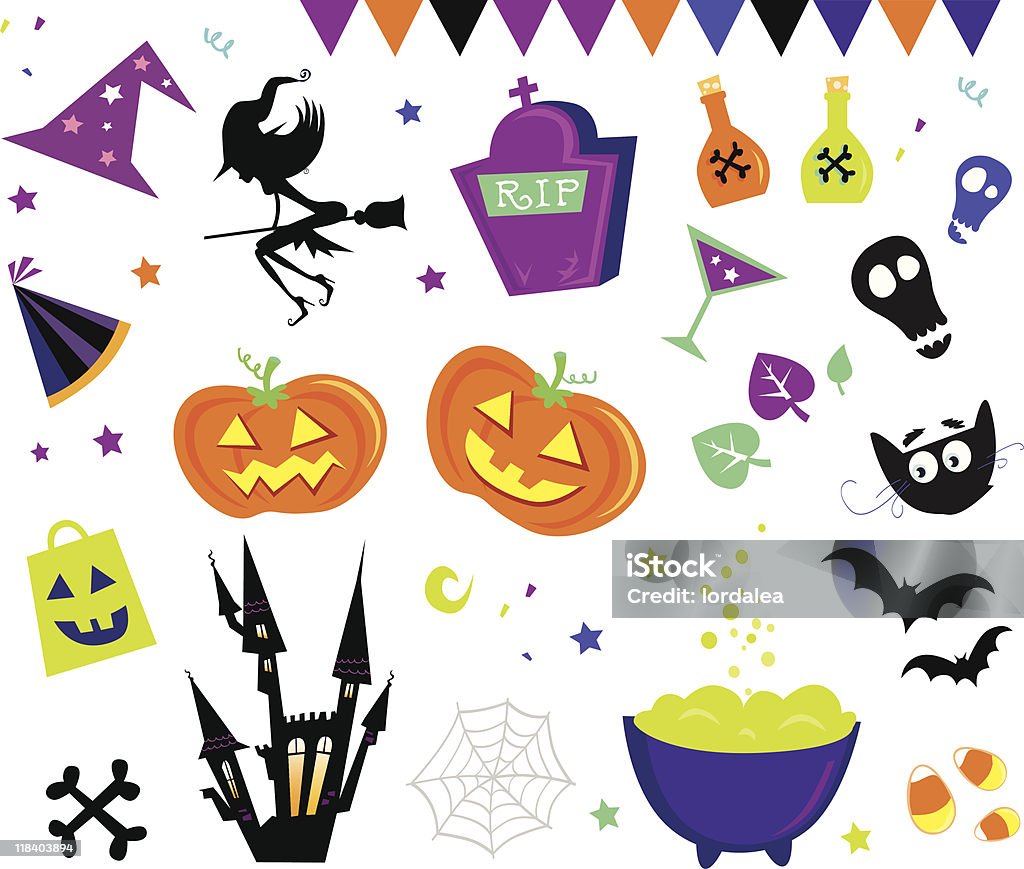 Halloween wektorowe ikony zestaw III - Grafika wektorowa royalty-free (Bez ludzi)