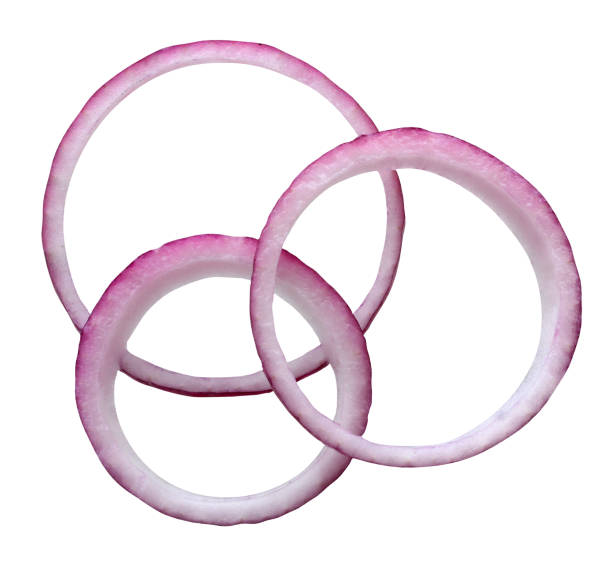 istock red onion rings isolated on white background. 1184039446