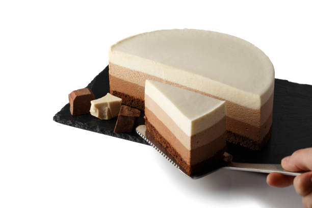 istock Delicious cake with three different kind of chocolate 1184039619
