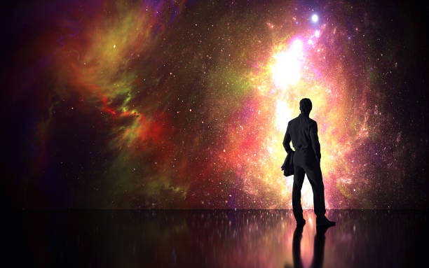 istock man looking to the future - 3d illustration - rendering (3d model) 1184042044