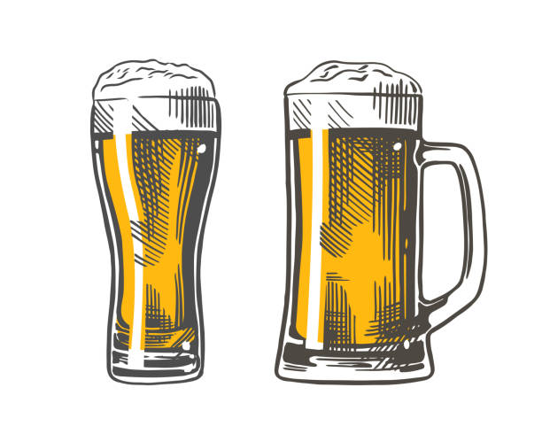 맥주 유리 머그잔 색상 - beer glass stock illustrations