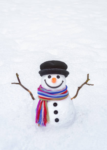 istock Christmas background with cute snowman 1184044476
